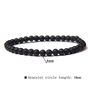 4mm Black Lava Stone Beaded Stretchy Bracelet Jewelry NWT